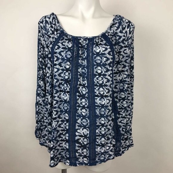 Lucky Brand Tops - Lucky Brand Geometric Embroidered Tunic Top Sz M